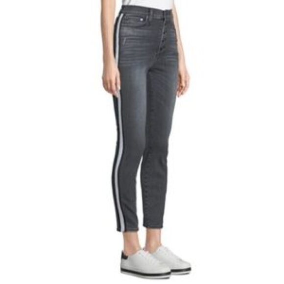 AO.LA by Alice & Olivia high waisted button fly skinny jeans with side stripe - Picture 2 of 12